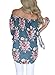 AlvaQ Women Chiffon Summer Fashion 3 4 Sleeve Tunic Sexy Casual Floral Party Tops Juniors T Shirt Plus Size Blue Medium2018