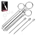 304 Stainless Steel Seasoning Meat Injector Kit with 2-oz Large Capacity Barrel + 3 Needles + 4 Spare O-rings Professional Marinade for Beef Chicken Turkey