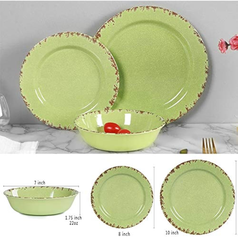 12pcs Dinnerware Sets Melamine Set For 4, Outdoor Use Dishes Camper