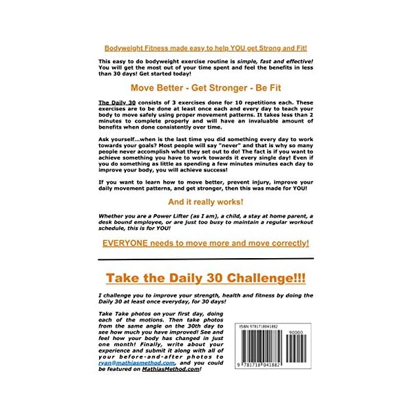 The DAILY 30: The Quick Everyday Bodyweight Workout! SECOND EDITION (Bodyweight Strength Training Exercises for Health and Fitness at Home)