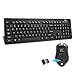 Rii RK200 Wireless Keyboard and Mouse Combo 2.4GHz Ultra Slim Full Size Compact Keyboard Mouse for Windows, Laptop, Notebook, PC, Desktop, Computer - Black