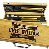 Personalized Engraved Grill BBQ Gifts Set For Men Dad Father Him - Barbecue Grilling Set With Tools