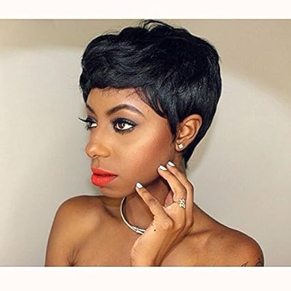 Short Black Pixie Cut Hair Natural Synthetic Wigs For Black Women