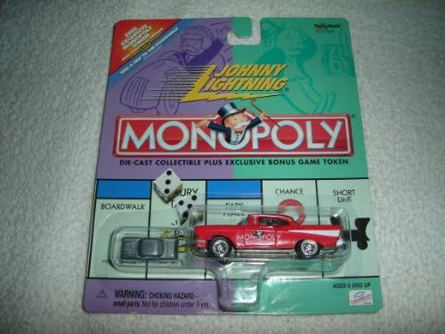 Johnny Lightning - Monopoly - Illinois Avenue - '57 (1957) Chevy Replica (Red) w/Exclusive Bonus Miniature Metal Game Token