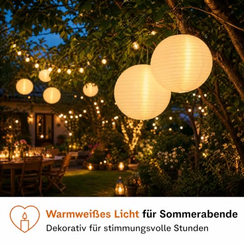 Hellum Lanterns Outdoor Weatherproof Set of 7 with Warm White LED and Battery, 1 x Diameter 30 cm, 3 x Diameter 25 cm, 3 x Diameter 20 cm, White Lanterns with Remote Control, Lanterns for Outdoors, LED Lanterns, Outdoor Wedding Decoration 150889