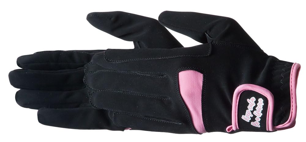 PFIFF 102534 Unicorn Riding Glove Two-Tone Reinforcement Black/Pink 12 Years