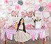 +100 Pcs Baby Shower Decorations for Girl | White, Coral Pink and Gray Theme | Balloons | Banner | Pom Poms | Lantern | Tassel Garland | Fan | Sash Badge | Tablecloth | Photo Booth Props | Guest Book