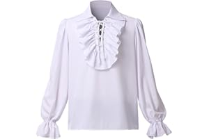 GRACEART Mens Pirate Shirt Ruffle Colonial Shirt Renaissance Poet Shirt Steampunk Vampire Gothic Medieval Costume