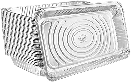 Aluminum Pans Full Size, Large Disposable Roasting & Baking Pan, 21"x13" Deep Foil Pans (100 Pack) Extra Heavy Duty Chafing Trays for Hotels, Restaurants, Caterers, Steam Table, Buffets & Bakeware Image