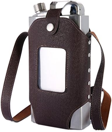 Taneaxon Large Stainless Steel Flask 35 oz with Leather Holster