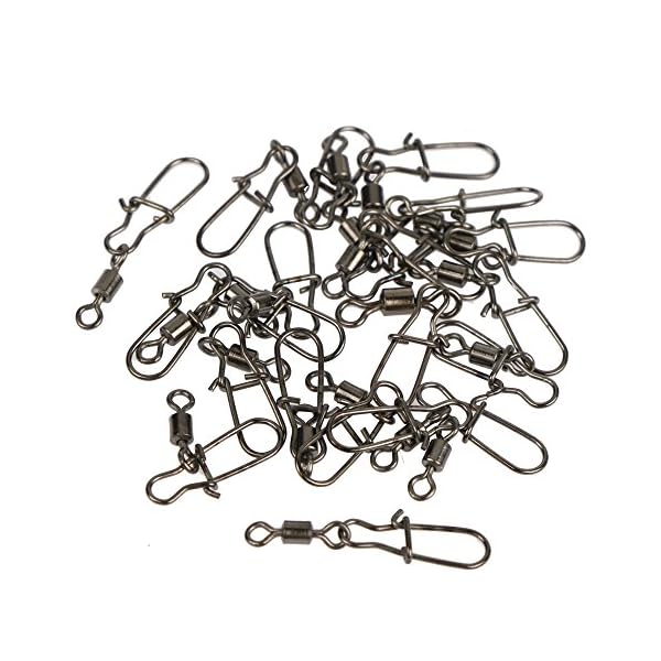 YOGAYET-Fishing-Ball-Bearing-Barrel-Swivel-with-Duo-lock-Snaps-Stainless-Steel-Solid-Rings-Fishing-Line-to-Hook-Clip-Connector-Pack-of-20 YOGAYET-Fishing-Ball-Bearing-Barrel-Swivel-with-Duo-lock-Snaps-Stainless-Steel-Solid-Rings-Fishing-Line-to-Hook-Clip-Connector-Pack-of-20