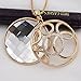 Alvdis Premium Circle Stone White Crystal Long Sweater Chain Necklace Alloy Pendant - Elegant & Classy Design