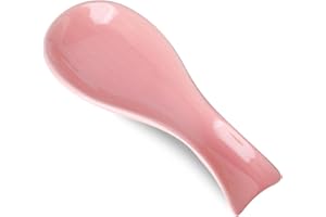Hasense Spoon Rest for Stove Top, Large Ceramic Spoon Holder for Kitchen Counter, Cooking Utensil Rest for Spatula Ladle Spoon and Tong, Kitchen Spoon Rest for Home and Coffee Bar Accessories, Pink
