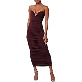 Lulus Womens Mabel Strapless Mesh Dress