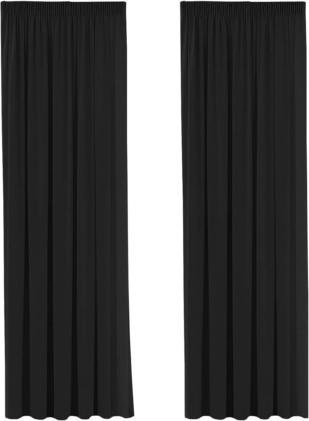 H.Versailtex Blackout Curtains 90x72 Two Panels Pencil Pleat Tiebacks Home