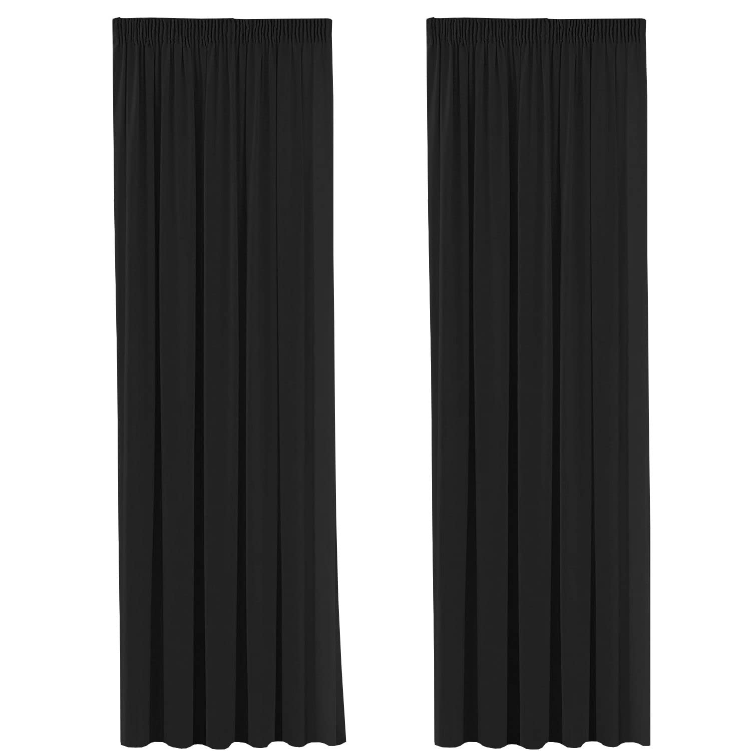 H.Versailtex Blackout Thermal Pencil Pleat Curtain Drapes for Bedroom Home Deco Darkening Window Treatment Panels for Light Blocking, with Two Free Tiebacks - Black, 66" Width x 90" Drop, 2 Panels