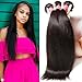 YIROO Brazilian Virgin Straight Hair Weave 3 Bundles 9A 100% Unprocessed Brazilian Virgin Human Hair Weave Extensions Natural Color 95-100g/pc (8 10 12 inch)