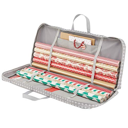 mDesign Soft Fabric Gift Wrap Storage Bag with Handles Low Profile