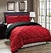 Legacy Decor 2pc Down Alternative, Reversible Comforter Set Red and Black, Twin Size