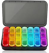 SUMMUE Weekly Pill Organizer 3 Times A Day, 7 Day Pill Box Large Compartments Moisture-Proof Pill...