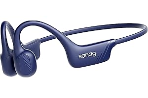 Sanag B21S True Bone Conduction Headphones, IPX5 Waterproof Bluetooth 5.4 Earphones, Wireless Open Ear Headset with Mic, 5.4 HiFi Bass, 10H Playtime for Running, Cycling, Sports, Workout (Blue)
