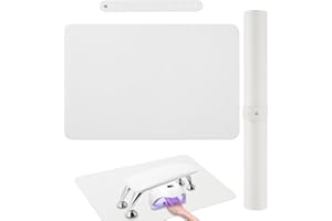 BRAVIKERLY Nail Art Table Mat, (Mat Only) Foldable Hand Rest Manicure Pad, Soft Microfiber PU Leather Arm Rest Pad for Acrylic Nails, Nail Polish Mat for Nail Tech Salon Home (White)