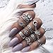 WensLTD Clearance! 11pcs/Set Women Bohemian Vintage Silver Stack Rings Above Knuckle Blue Rings Set (Silver)