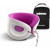 Cabeau Evolution X Deluxe - Best Travel Neck Pillow with Travel Bag (Light Gray/Purple)