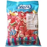 Vidal Strawberry Gummi Drops Candy, Pink and White, 2.2 Pounds