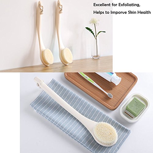 Bath Brush, Soft Long Handle Shower Scrubber&Washer for Exfoliating Self-Cleaning with Non-slip handle and Storage Strap for Hygiene by Shellvcase(Ivory White)