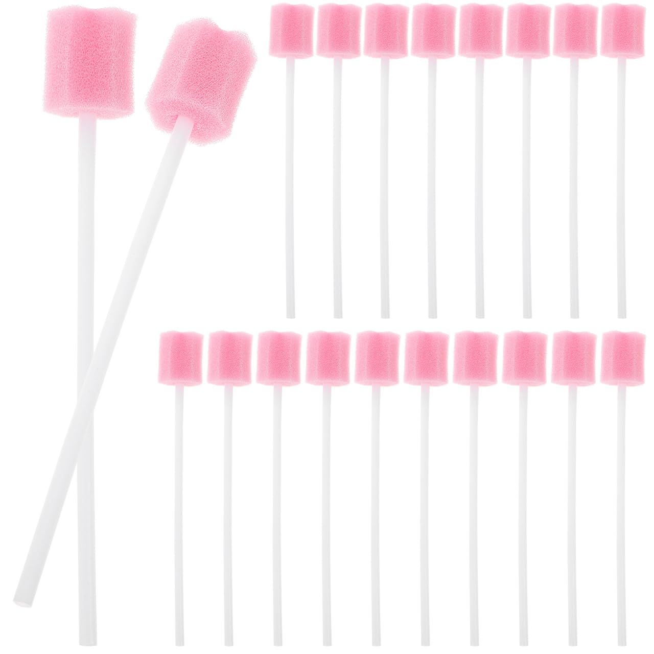Healifty 200Pcs Oral Swabs Disposable Mouth Swabs Sponge- Tooth Cleaning Sponge Swab for Oral Care, Pink