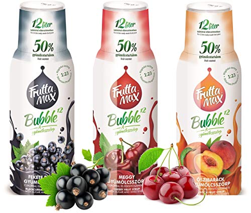 3 x 500 ml Getränkesirup Frucht Sirup | Johannisbeeren-Kirschen-Pfirsiche Geschmack mit 50% Fruchtanteil | FruttaMax für Soda Maschine geeignet