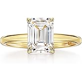 Michooyel 925 Sterling Silver 2ct Cubic Zirconia Engagement Ring for Women, Emerald Cut CZ Solitaire Promise Rings 18K Gold/Rhodium Plated Rings Size 5-9