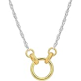 Vanbelle Sterling Silver Jewelry - Rhodium & Gold Plated with 925 Stamp - Two-Toned Textured Circle Pendant Necklace for Women - Chain 16" long + 2" Extender