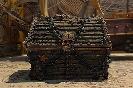Amazon スカルグッズ パイレーツ 海賊宝箱 Davy Jones Chest 海の藻屑となる海賊船の宝箱 置物 オブジェ オンライン通販