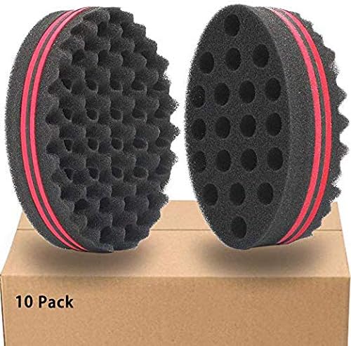 HALLO Big Holes Hair Twist Sponge Brush for Dreads Locking Coil Afro Curl for Hair Styling (10 Packs)