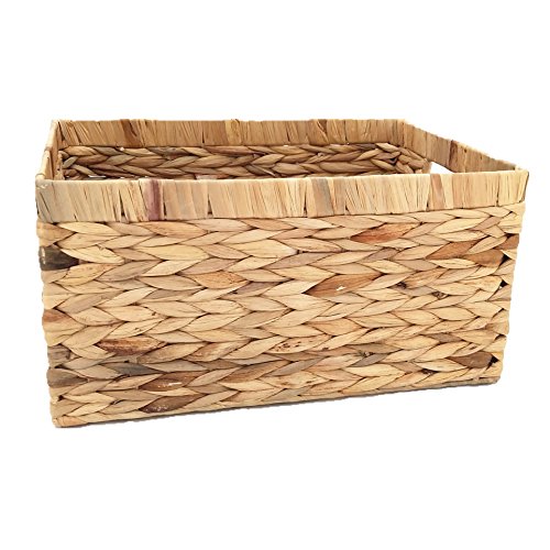 Woven Natural Water hyacinth Rectangular Storage Baskets with inside