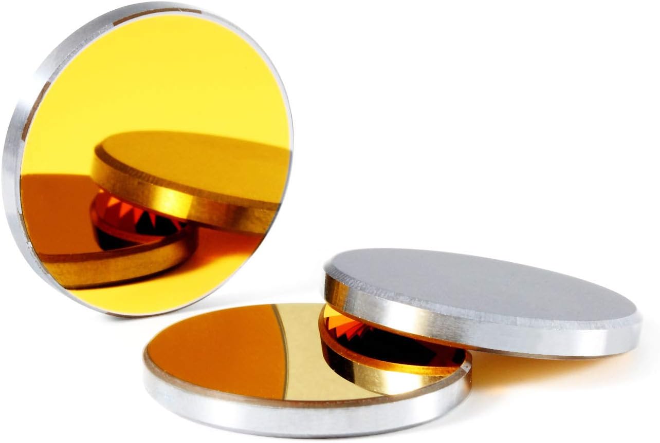 TEN-HIGH 3 Pieces Diam 25mm Silicon Reflective Mirrors for CO2 Laser Cutting, Silicon Mirrors, Dia.25mm