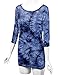 Lock and Love WT1059 Womens Round Neck 3/4 Sleeve Tie Dye Drape Top with Side Shirring XXL NAVY