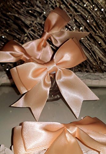 5 x Peach Satin Double Bows 8.5cms Wide. Hair, Cakes Decoration in Ribbon Queen Packaging