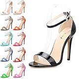 ZriEy Women's Heeled Sandals Ankle Strap Dress High Heels Stilettos 11CM Shoes