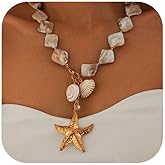 YGBDS Starfish Necklace for Women Seashell Necklaces Shell Irregular Chunky Necklaces Boho Necklace Summer Beach Surf Jewelry for Women
