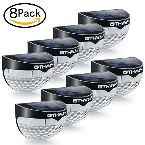 OTHWAY Solar Fence Post Lights Wall Mount Decorative Deck Lighting (8 Packs Black)