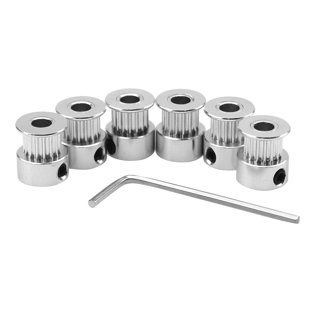 ICQUANZX 6Pcs Aluminum 8mm Bore GT2 Timing Pulley 20 Teeth and Allen Key for 3D Printer Reprap 6mm Width Timing Belt