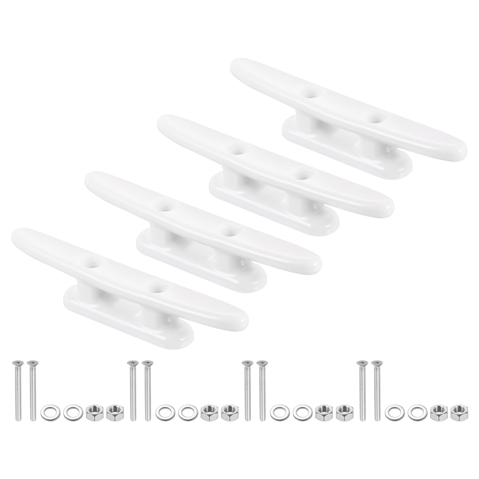PATIKIL 4 Inch Nylon Boat Dock Cleat 4 Pack Kayak Rope Tie Cleat with Screws for Boat Docks Kayaks Marine Nautical Decor, White