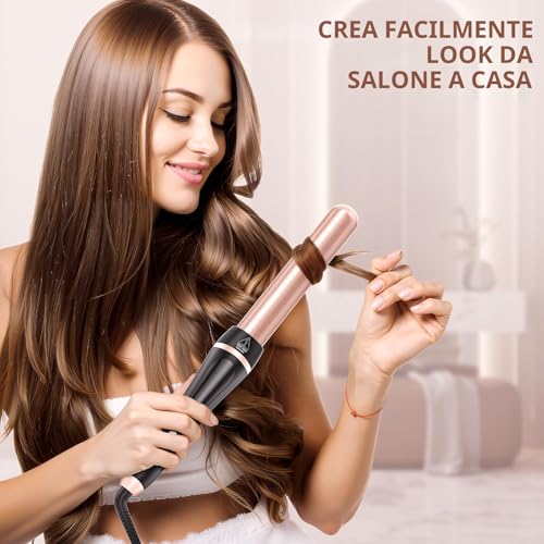 NWOUIIAY Curling Iron 5 in 1 Set Ceramic Curling Iron with Adjustable Temperature 80 °C - 230 °C and LCD Display Wave Straightener for Hair with 9-32 mm Different Irons and Automatic Shut-off