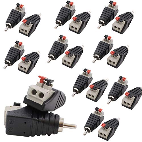 20-Pack Speaker Wire Cable to Audio Male RCA Connector Adapter Plug Jack