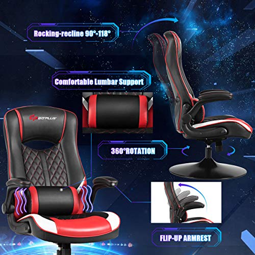 Tangkula Gaming Rocker Chair and Gaming Desk Set, Gaming Desk Chair Set