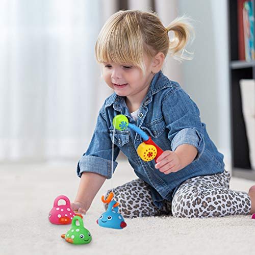 yoptote Fishing Game Bath Toys with Floating Fish Pole Enjoy Bathtub Fun Water Gifts with Happy Face for Baby Kids Girls Boys, Color Random (Style A)