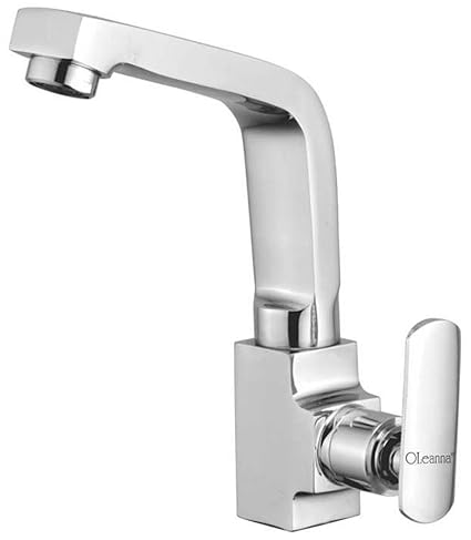 Oleanna Speed Brass Swan Neck Pillar Tap with Swivel Spout for Sink and Basin Kitchen and Bathroom (Disc Fitting | Quarter Turn | Form Flow) Chrome